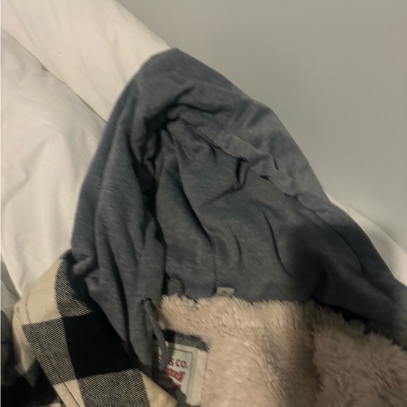 LEVI'S BRAND MENS BLACK & WHITE CHECKERED HOODED FLANNEL JACKET SIZE XL - Picture 5 of 6